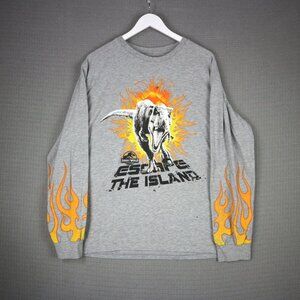 Jurassic World Flame Longsleeve Mens XL Grey Tee